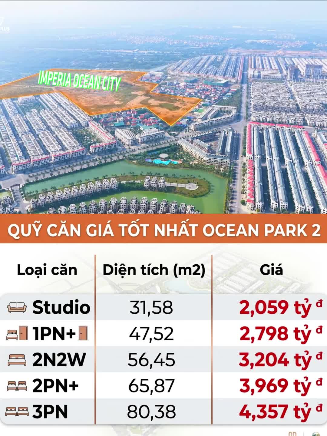 Chỉ từ 2 tỉ, sở hữu ngay căn hộ Studio, Quỹ căn hộ giá tốt Ocean Park 2