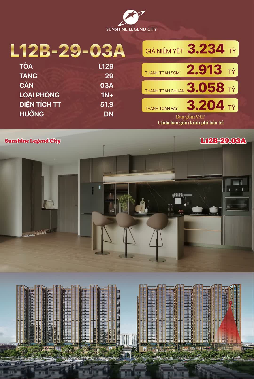 Chính chủ bán căn hộ Sunshine Legend City 51.9m2 căn 1PN+ - ảnh 2