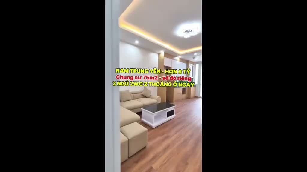 Hơn 6 tỷ chung cư sổ đỏ riêng - 75m² 3 ngủ 2wc 2 lô gia Nam Trung Yên