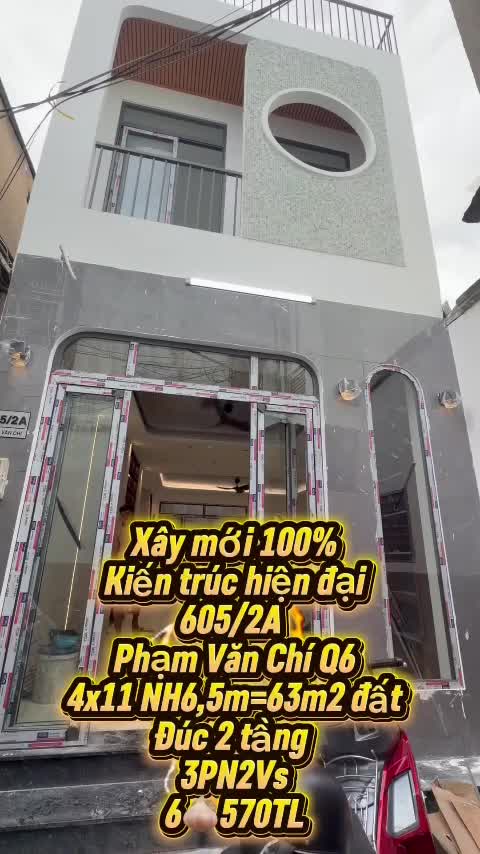 Bán Nhà Mới Xây Đường Phạm Văn Chí Quận 06 
Nở Hậu 6m5 diện tích sàn 63m2 giá siêu rẽ - ảnh 2
