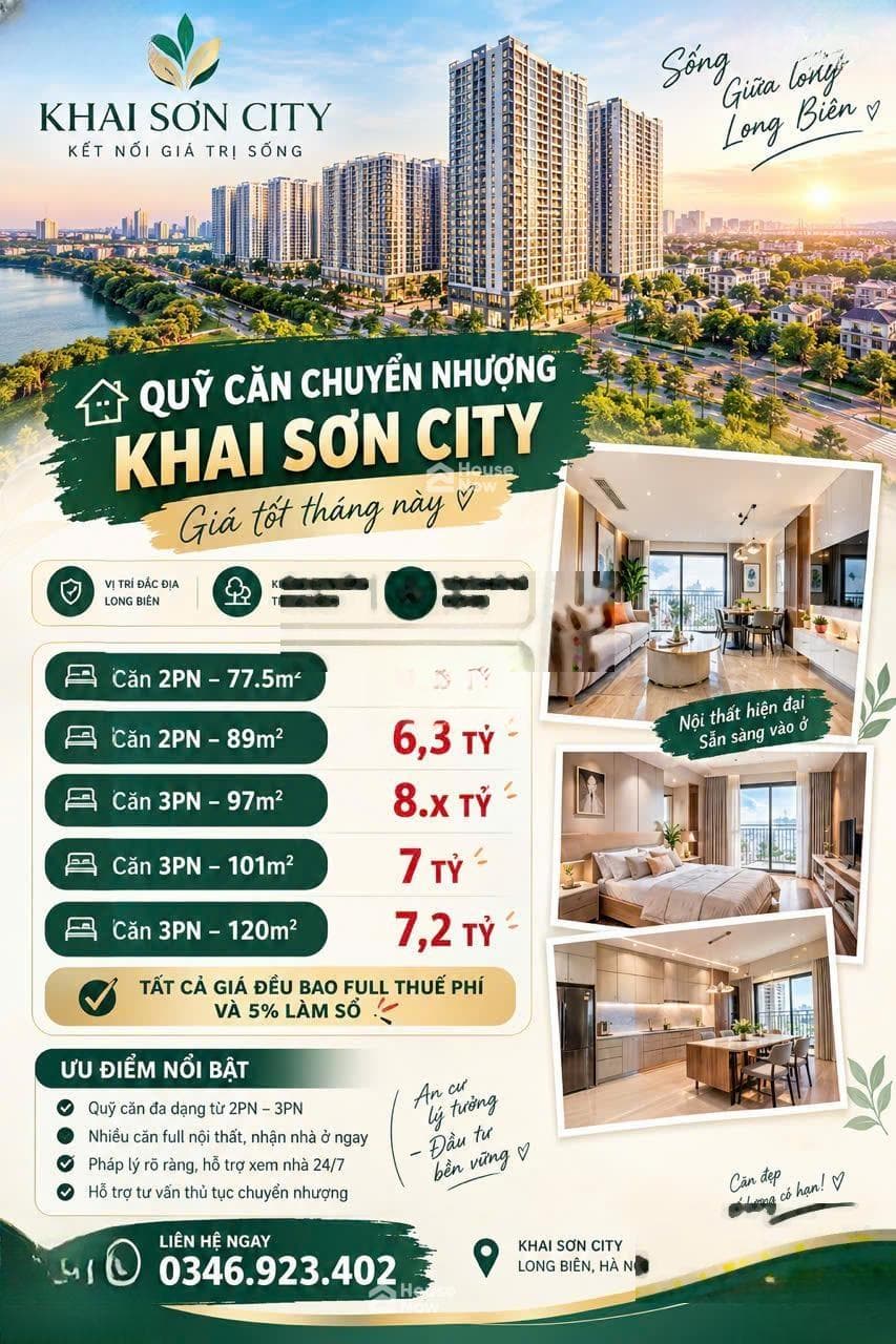 Bán căn hộ Khai Sơn City 5,7 tỷ 77m 2 ngủ đã có nội thất - ảnh 1