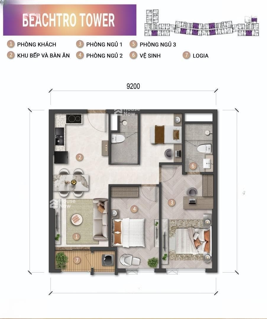Bán căn 2PN + , 82.3m2, view biển ngắm pháo hoa - ảnh 5 Bán căn 2PN + , 82.3m2, view biển ngắm pháo hoa - ảnh 5