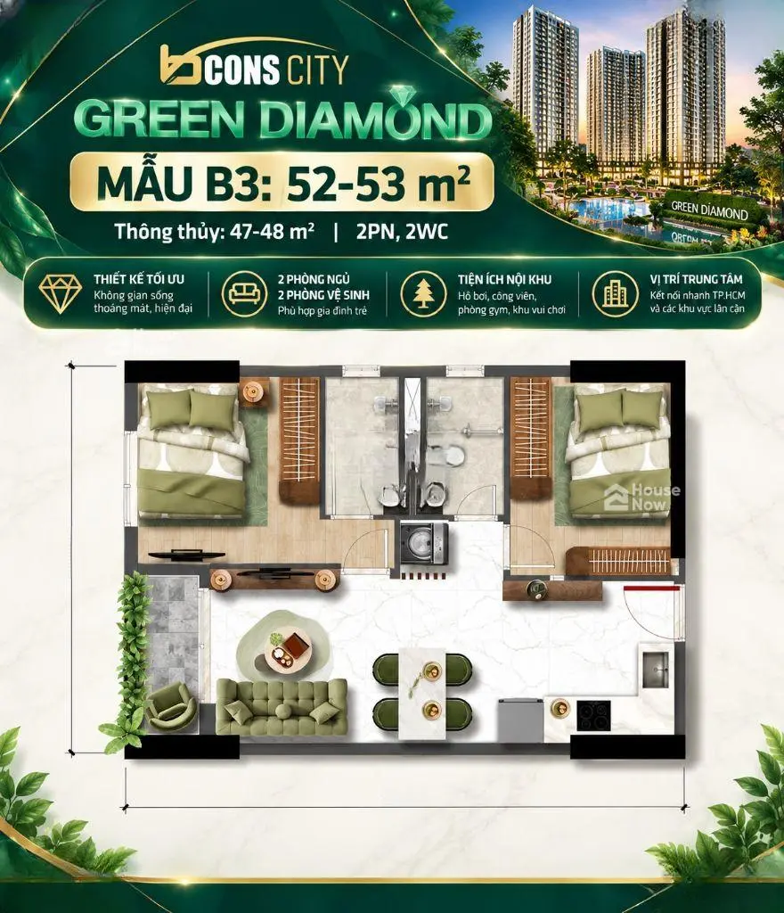 Căn hộ Bcons Green Diamond giá tốt 2,8 tỷ với 2PN 2WC đầy đủ tiện nghi - ảnh 1 Căn hộ Bcons Green Diamond giá tốt 2,8 tỷ với 2PN 2WC đầy đủ tiện nghi - ảnh 1