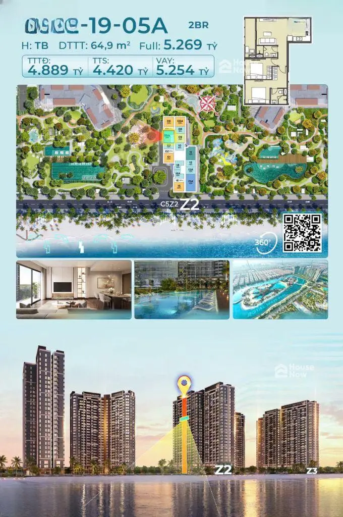 Căn 2PN đẹp nhất Tòa Z2 Masteri Grand Coast, view nội khu, 64.9m² - ảnh 1 Căn 2PN đẹp nhất Tòa Z2 Masteri Grand Coast, view nội khu, 64.9m² - ảnh 1